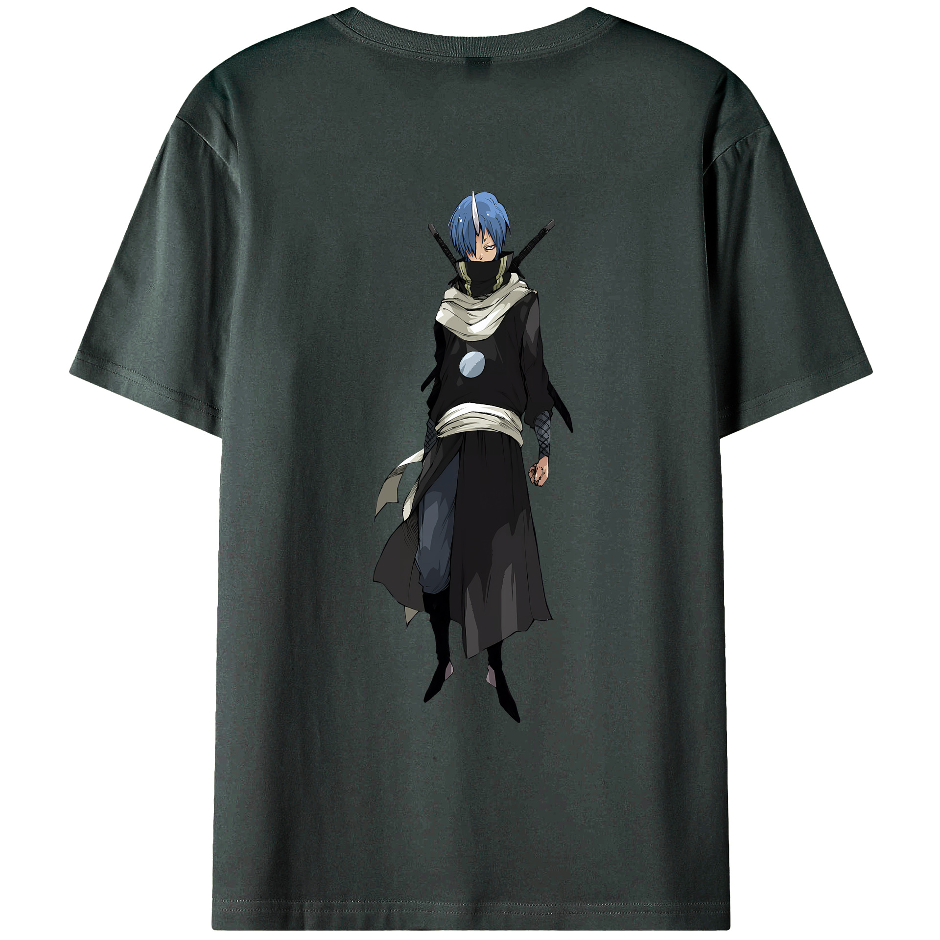 （画像用） 転スラ Regarding Reincarnated to Slime 綿100％ メンズ半袖Tシャツ（バックプリント） 通気性
